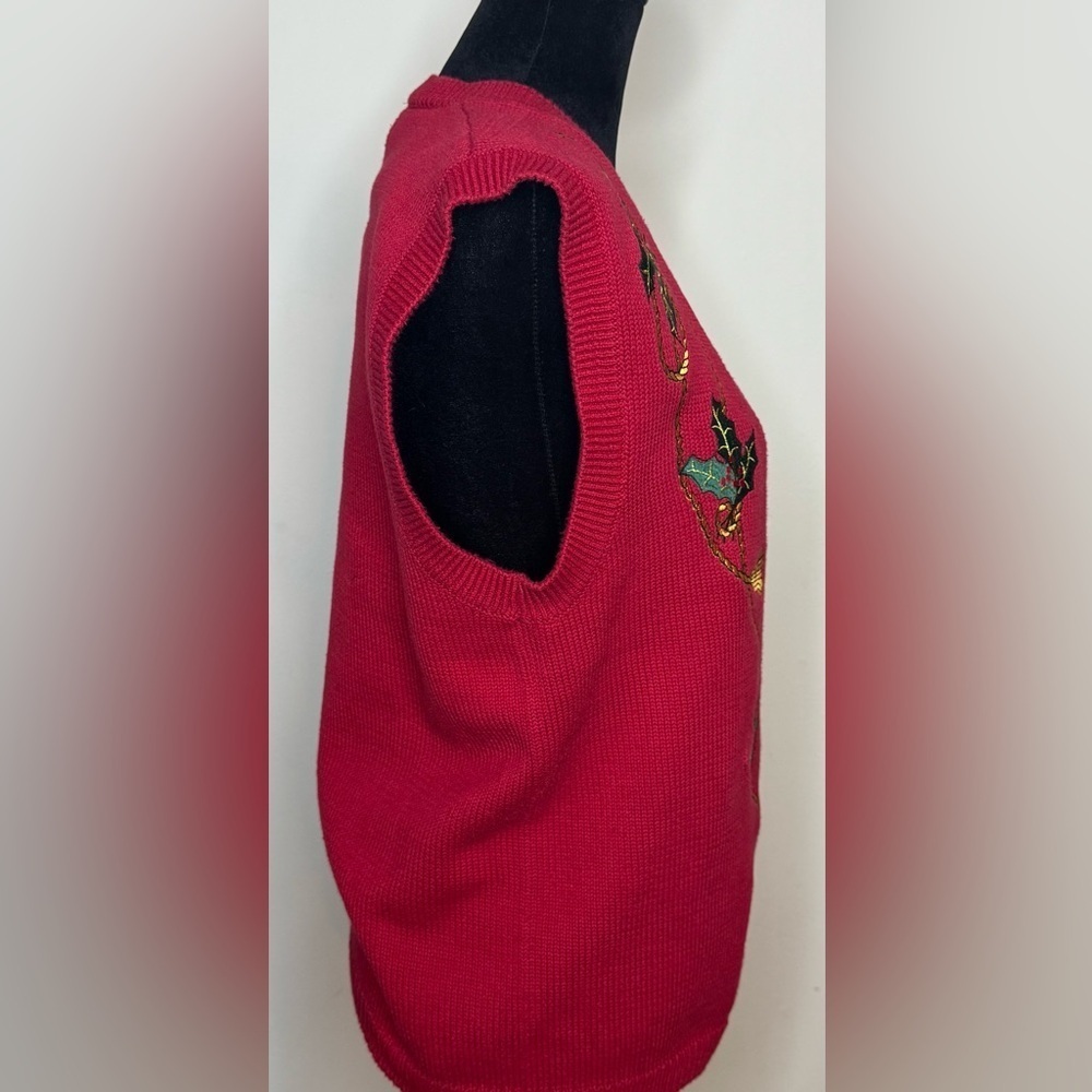 Vintage Charter Club simple Red Christmas Sweater Vest Hipster Preppy medium EUC - Picture 4 of 6